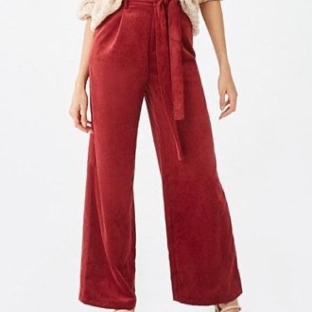 Forever 21 Belted Corduroy Palazzo Pants